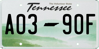 TN license plate A0390F