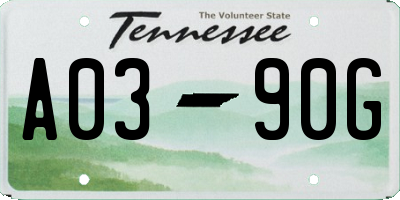 TN license plate A0390G