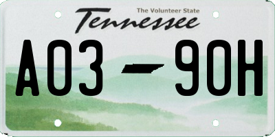 TN license plate A0390H