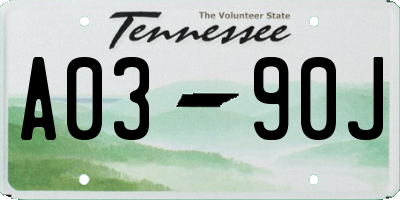 TN license plate A0390J