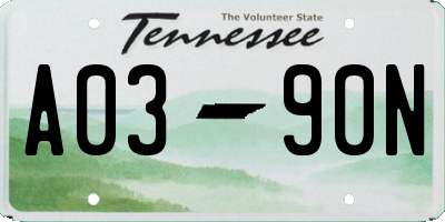 TN license plate A0390N