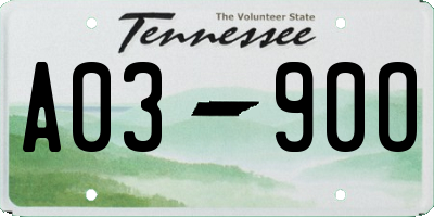TN license plate A0390O
