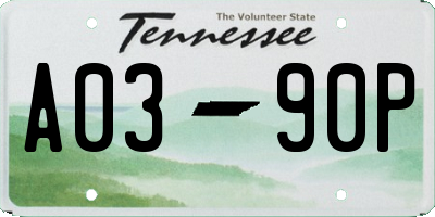 TN license plate A0390P