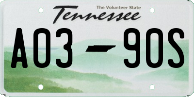 TN license plate A0390S
