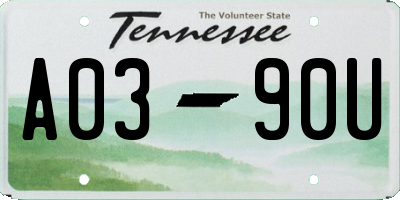 TN license plate A0390U