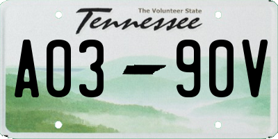 TN license plate A0390V