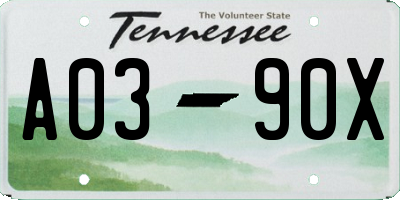 TN license plate A0390X