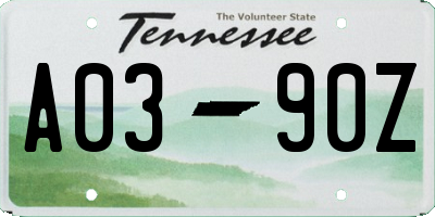 TN license plate A0390Z