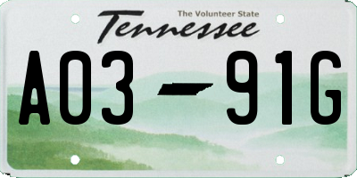 TN license plate A0391G