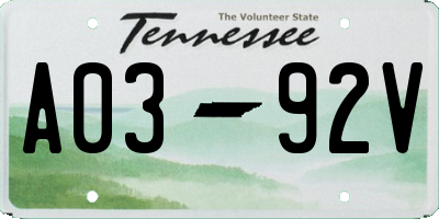 TN license plate A0392V
