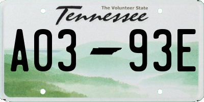 TN license plate A0393E