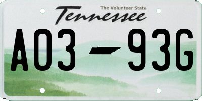 TN license plate A0393G