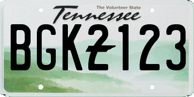 TN license plate BGK2123