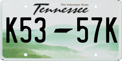 TN license plate K5357K