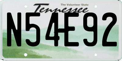 TN license plate N54E92