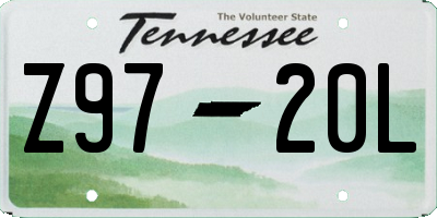 TN license plate Z9720L