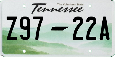 TN license plate Z9722A