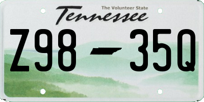 TN license plate Z9835Q