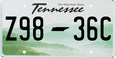 TN license plate Z9836C