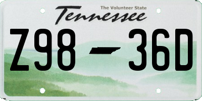 TN license plate Z9836D