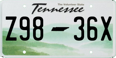 TN license plate Z9836X