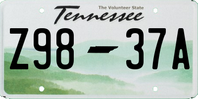 TN license plate Z9837A