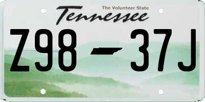 TN license plate Z9837J