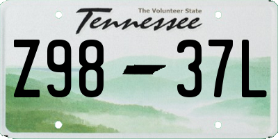 TN license plate Z9837L