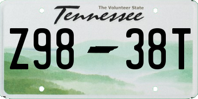 TN license plate Z9838T