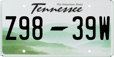 TN license plate Z9839W