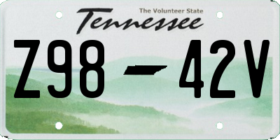 TN license plate Z9842V
