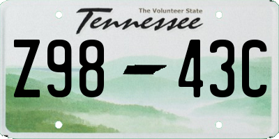 TN license plate Z9843C