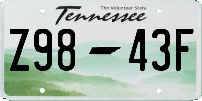 TN license plate Z9843F