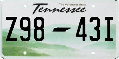 TN license plate Z9843I