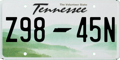 TN license plate Z9845N