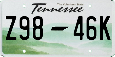 TN license plate Z9846K