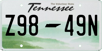TN license plate Z9849N