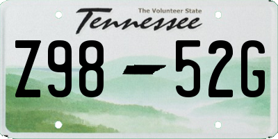 TN license plate Z9852G
