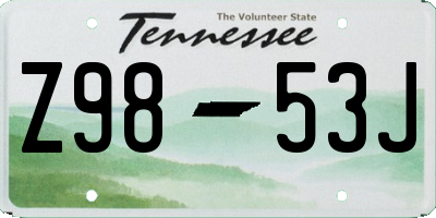 TN license plate Z9853J