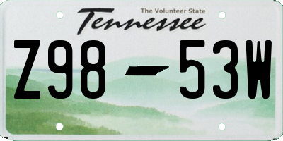 TN license plate Z9853W