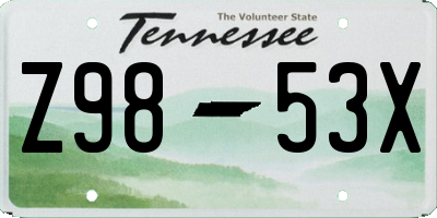 TN license plate Z9853X
