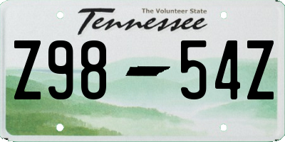 TN license plate Z9854Z
