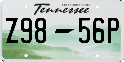 TN license plate Z9856P