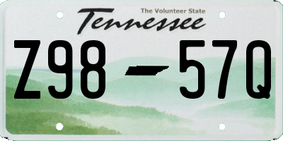 TN license plate Z9857Q