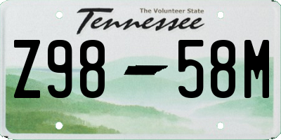 TN license plate Z9858M