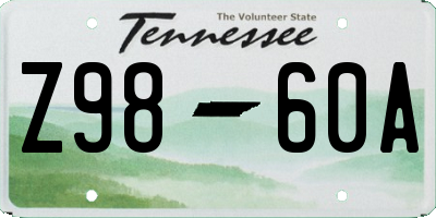TN license plate Z9860A