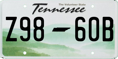 TN license plate Z9860B