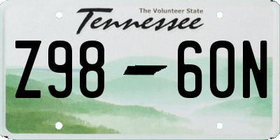 TN license plate Z9860N