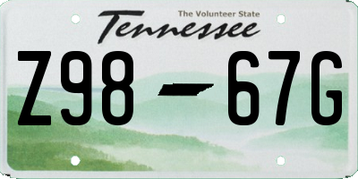 TN license plate Z9867G
