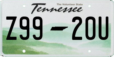 TN license plate Z9920U